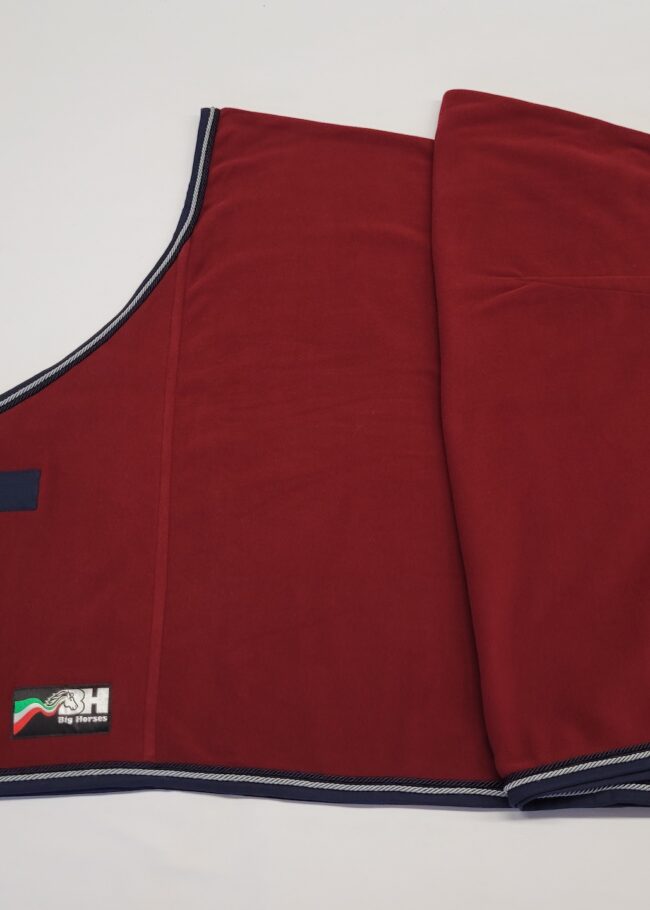 COPERTA IN PILE BORDEAUX-BLU NAVY