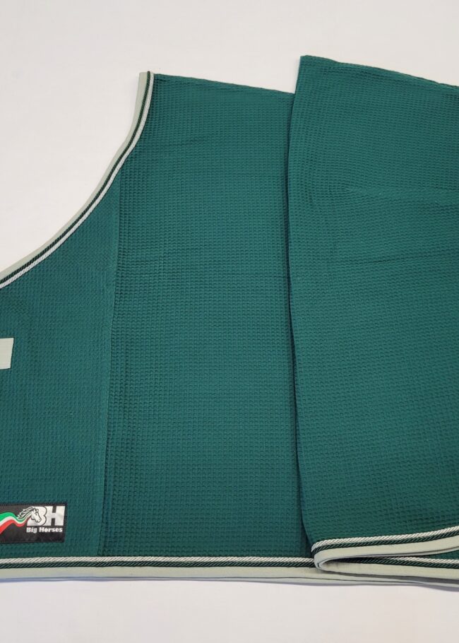 COPERTA IN NIDO D'APE VERDE BOTTIGLIA-GRIGIO CHIARO